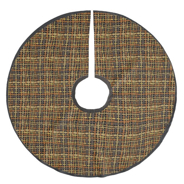 Rustic Woven Rough Burlap Black Brushed Polyester Tree Skirt (Front)