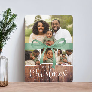 Rustic Wrap Holiday Photo Collage Card