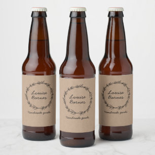 rustic wreath beer bottle label