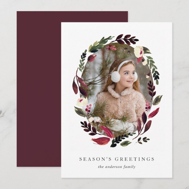 Rustic Wreath Carte photo (Devant / Derrière)