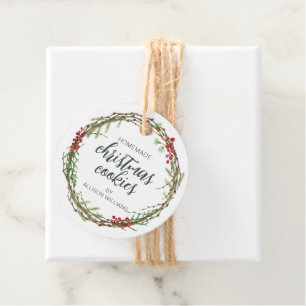 Rustic Wreath Christmas Cookies Favour Tags