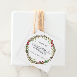 Rustic Wreath Christmas Cookies Favour Tags
