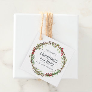 Rustic Wreath Christmas Cookies Favour Tags