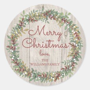 Rustic Wreath Christmas Sticker