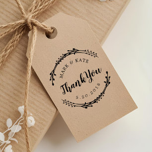Rustic Wreath Custom Wedding Favour Thank You Self-inking Stamp