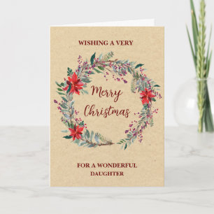Rustic Wreath Daughter Merry Christmas Card