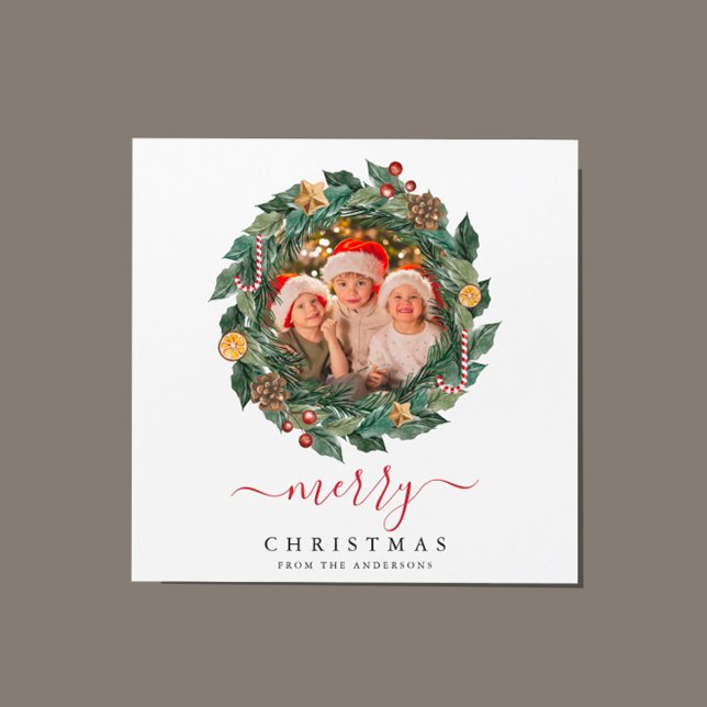 Rustic Wreath Elegant Christmas Custom Photo  (Creator Uploaded)