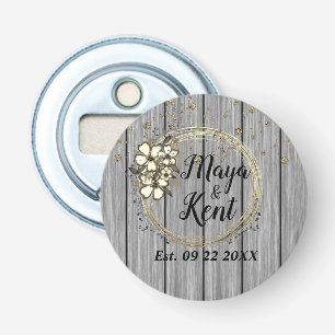 Rustic Wreath Floral Glitter Wedding   Bottle Opener