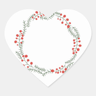 Rustic wreath frame border blank cute Christmas Heart Sticker