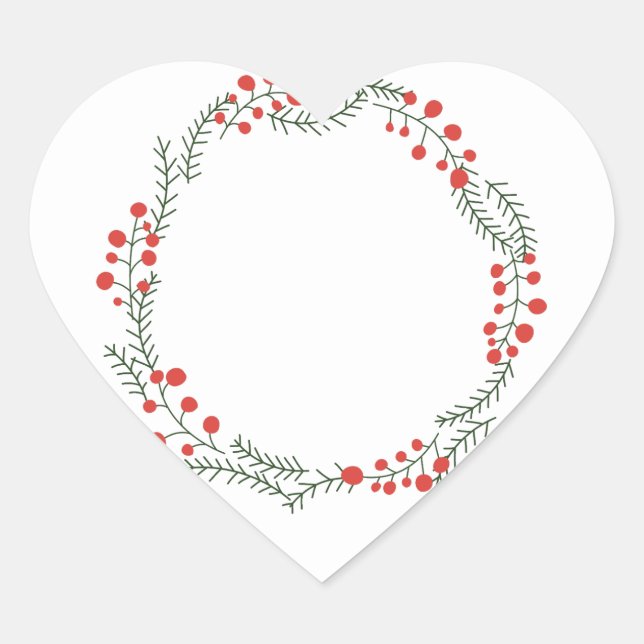 Rustic wreath frame border blank cute Christmas Heart Sticker (Front)