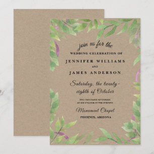 Rustic Wreath Greenery Wedding Invitation
