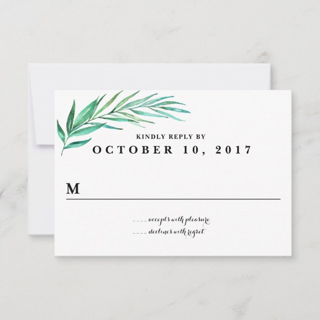 Rustic Wreath Greenery Wedding Reply Card (Front)