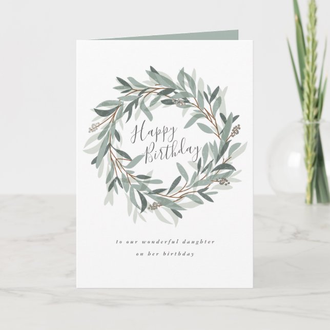 Rustic wreath happy birthday female card (Front)