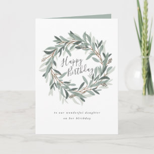 Rustic wreath happy birthday female card