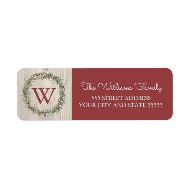 Rustic Wreath Monogrammed Adresse de retour (Devant)
