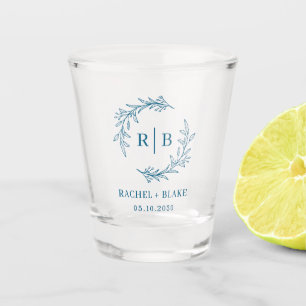 Rustic Wreath Wedding Bridal Shower Engagement Shot Glass