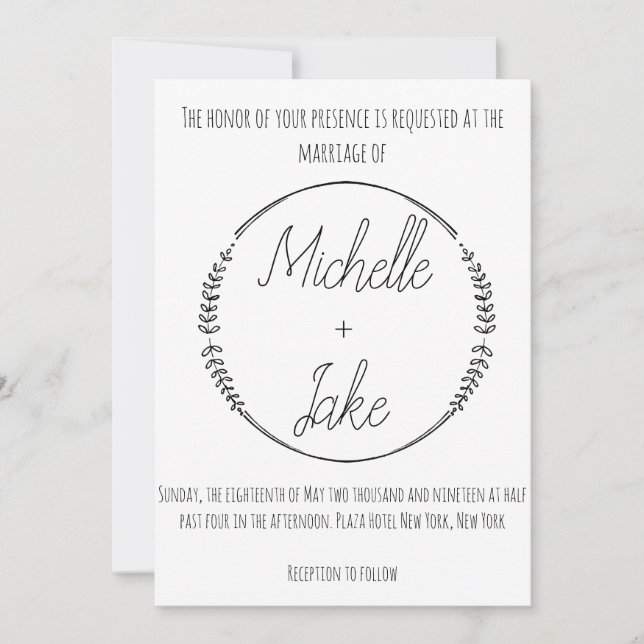 Rustic Wreath Wedding Invite (Front)