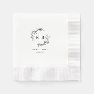 Rustic Wreath Wedding Rehearsal Engagement Party Napkin