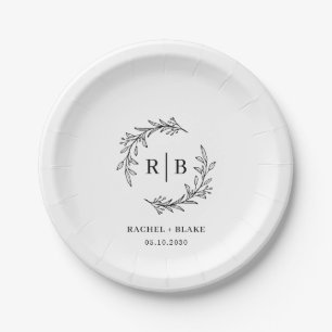 Rustic Wreath Wedding Rehearsal Engagement Party Paper Plate