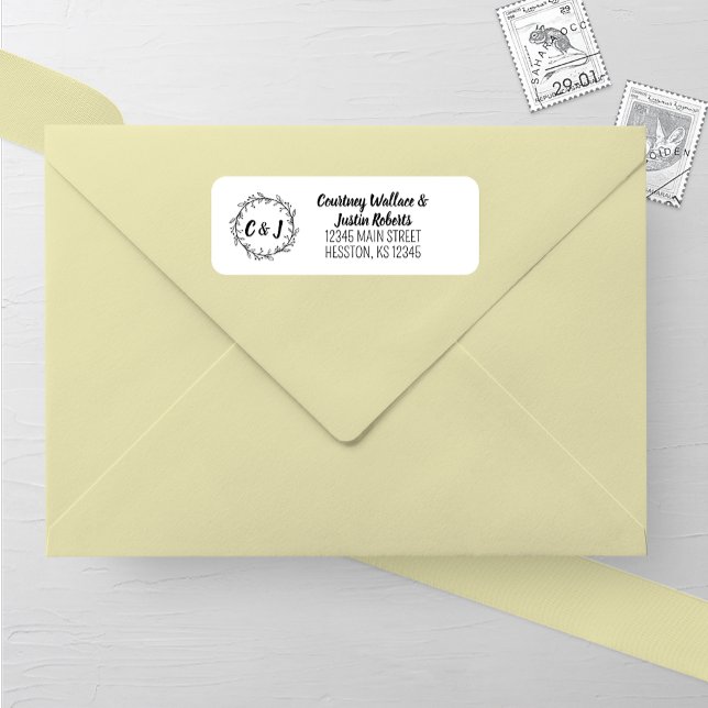 Rustic Wreath Wedding Return Address (Creator Uploaded)