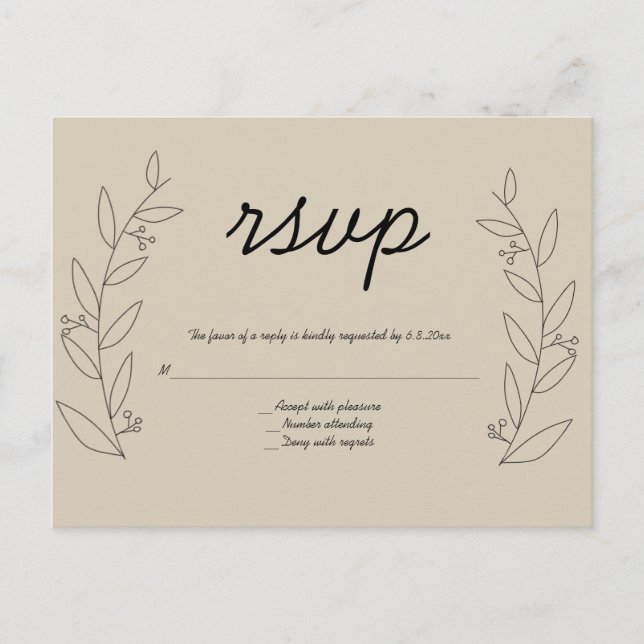 Rustic wreath wedding rsvp postcards (Front)