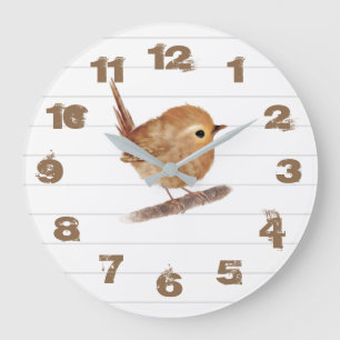 Rustic Wren Bird Personalized  Wall Clock