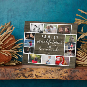 Rustic Yearly Family Keepsake Saying Photo Collage Plaque