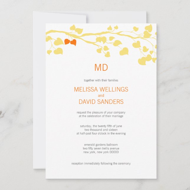 Rustic Yellow And Orange Fall Wedding Invitation (Front)