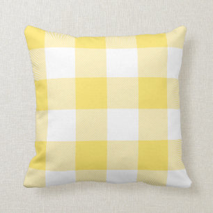 Rustic Yellow and White Buffalo Check Plaid Throw Pillow