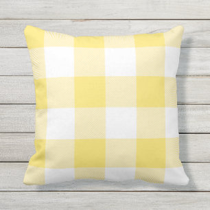 Rustic Yellow and White Buffalo Check Plaid Throw Pillow