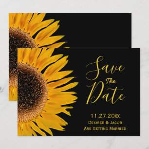 Rustic Yellow Black Sunflower Save The Date
