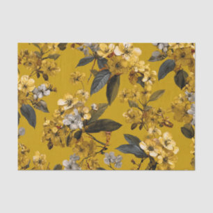 Rustic Yellow Botanical Bold Vintage Boho Floral Tissue Paper