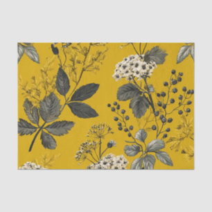 Rustic Yellow Botanical Bold Vintage Boho Floral Tissue Paper