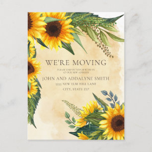 Rustic Yellow Brown Sunflowers Change Address Postcard