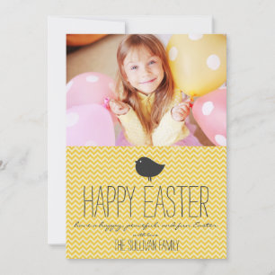 Rustic Yellow Chevron Happy Easter Card