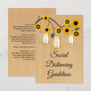 Rustic Yellow Floral Mason Jars Safety Measures Enclosure Card
