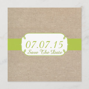 Rustic Yellow Green and Beige Burlap Save The Date