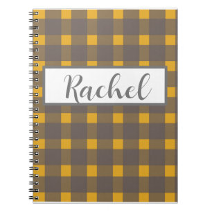 Rustic Yellow Grey Gingham Notebook