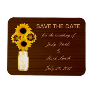 Rustic Yellow Mason Jar Save The Date Magnet