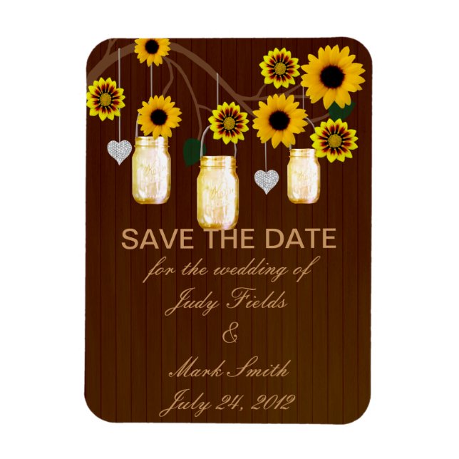 Rustic Yellow Mason Jars Save The Date Magnet (Vertical)