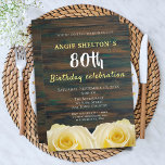 Rustic Yellow Rose 80th Birthday Floral Party Invitation<br><div class="desc">Rustic Yellow Rose 80th Birthday Floral Party Invitation. 80th birthday party invitation for her. Invitation with a beautiful yellow rose flower on a rustic dark wood background. The text is in white and yellow colours and is fully customizable -  personalize it with your name,  age,  date,  location and RSVP.</div>