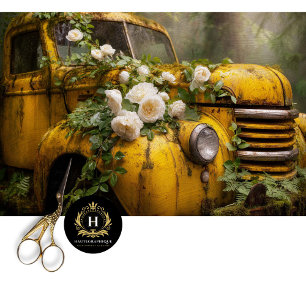 Rustic Yellow Rose Truck Decoupage Tissue Paper