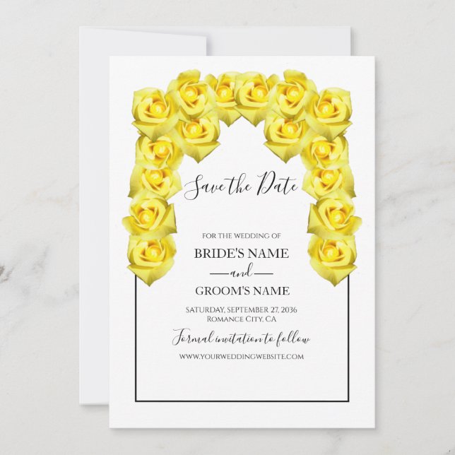 Rustic Yellow Roses Wedding Save The Date (Front)