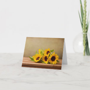 Rustic Yellow Sunflower Flower Hello, Thank You Card