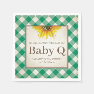 Rustic Yellow Sunflower Gender Reveal Baby Q Napkin