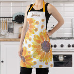 Rustic Yellow Sunflower Name Monogram Apron<br><div class="desc">This charming apron is decorated with watercolor sunflowers in shades of yellow.
Perfect for a sunflower lover!
Personalize this apron with a name or a monogram.
Original Watercolor © Michele Davies.</div>