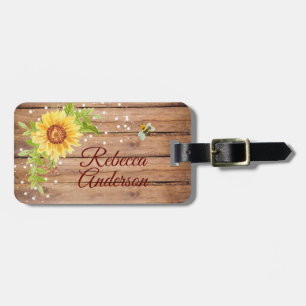 Rustic Yellow Sunflower Personalized Luggage Tag