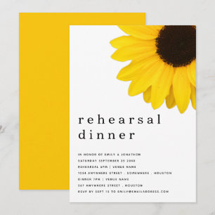 Rustic Yellow Sunflower Rehearsal Dinner Invitation