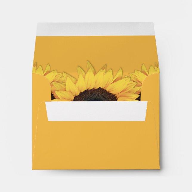 Rustic Yellow Sunflower Return Address Wedding Envelope (Back (Bottom))