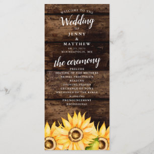 Rustic Yellow Sunflower Theme Wedding Program